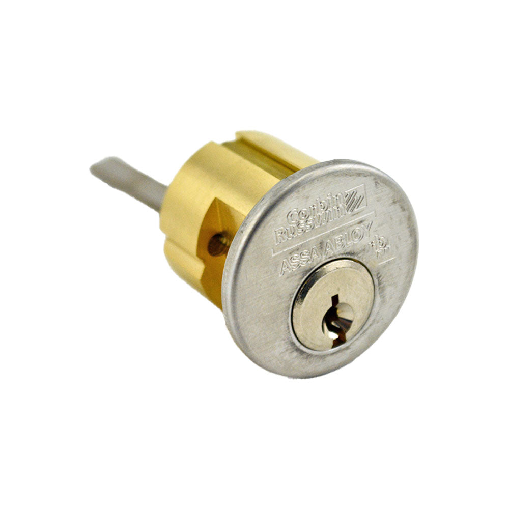 Corbin CR300020062659B1 Conventional 6 Pin Rim Cylinder with 2" Tailpiece and 59B1 Keyway Satin Chrome Finish Main image