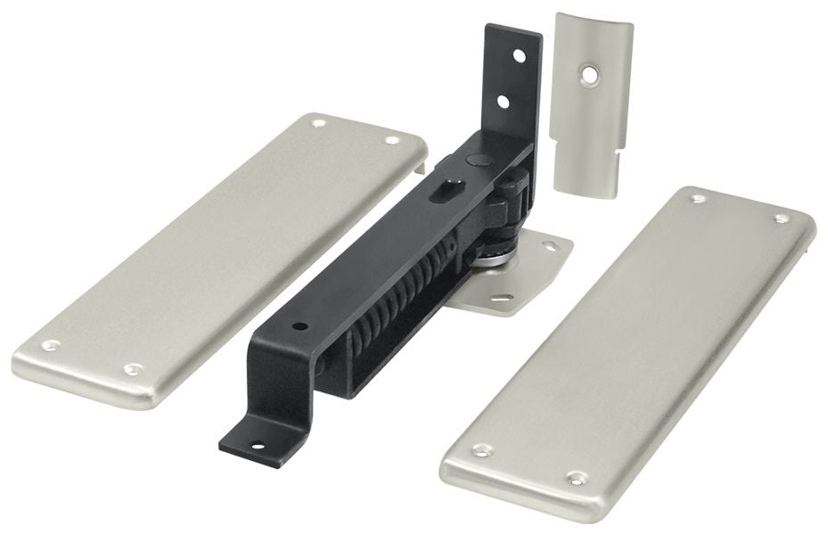 Deltana DASH95U15 Double Action Spring Pivot Floor Hinge with Solid Brass Cover Plates Satin Nickel Finish Main image