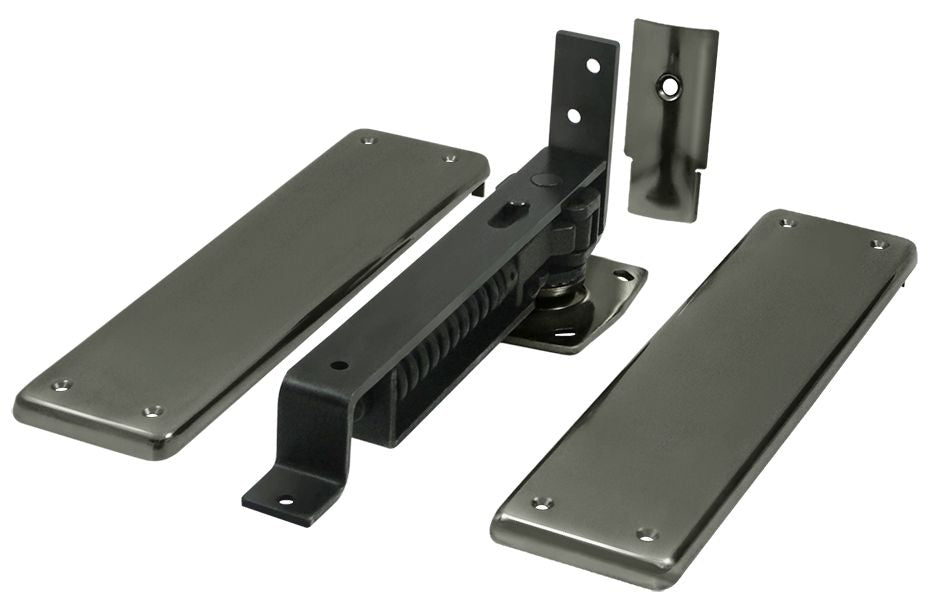 Deltana DASH95U15A Double Action Spring Pivot Floor Hinge with Solid Brass Cover Plates Antique Nickel Finish Main image