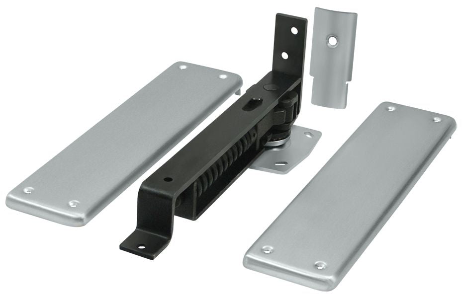 Deltana DASH95U26D Double Action Spring Pivot Floor Hinge with Solid Brass Cover Plates Satin Chrome Finish Main image