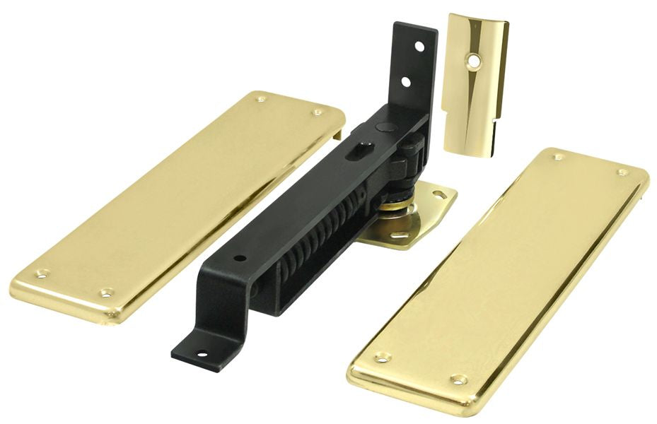 Deltana DASH95U3 Double Action Spring Pivot Floor Hinge with Solid Brass Cover Plates Bright Brass Finish Main image