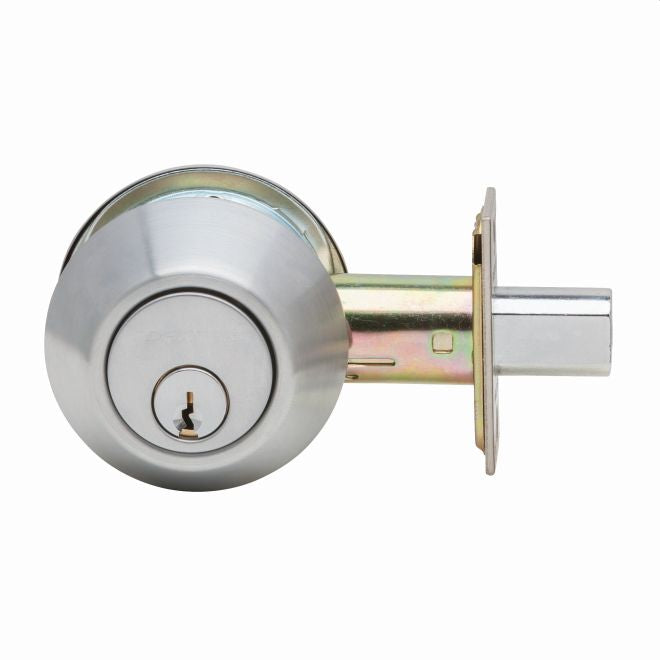 Dexter Commercial DB1000DCT626KDC Double Cylinder Grade 1 Deadbolt with C Keyway; Adjustable Backset; and 2-3/4" Square Strike Satin Chrome Finish Main image