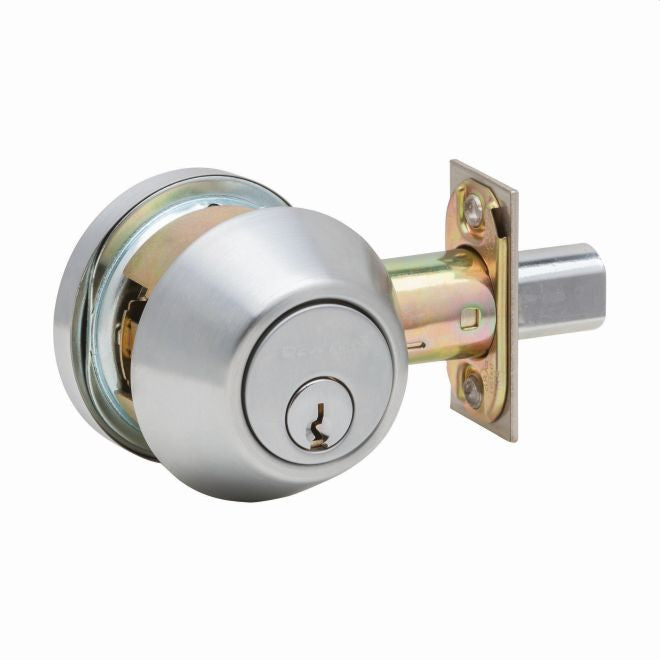 Dexter Commercial DB1000SCT626KDC Single Cylinder Grade 1 Deadbolt with C Keyway; Adjustable Backset; and 2-3/4" Square Strike Satin Chrome Finish Main image
