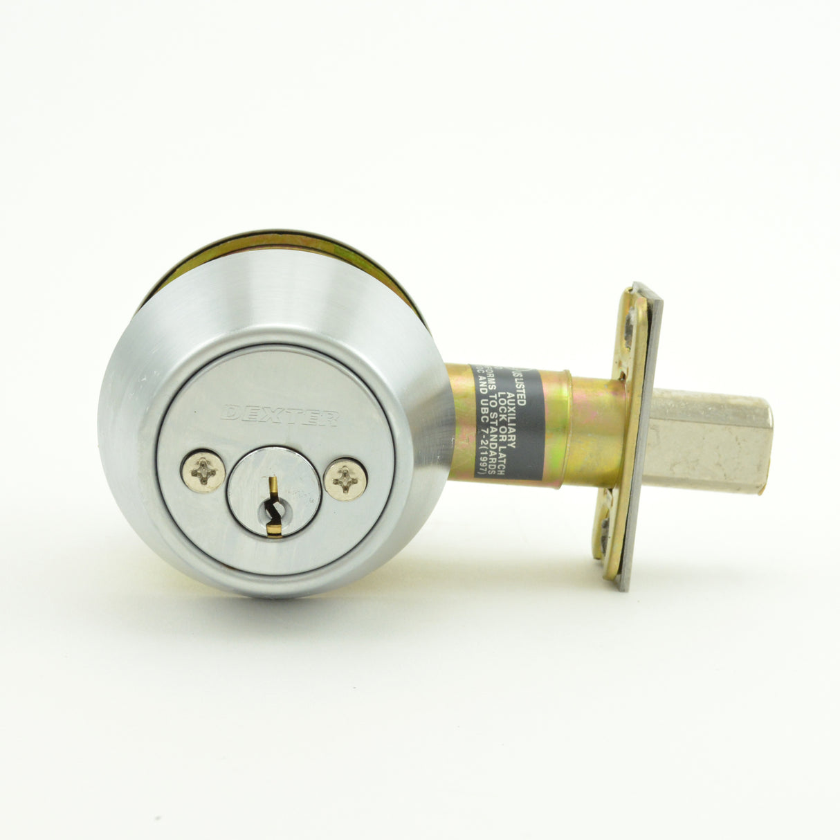 Dexter Commercial DB2000DCT626KDC Double Cylinder Grade 2 Deadbolt with C Keyway; Adjustable Backset; and 2-3/4" Square Strike Satin Chrome Finish