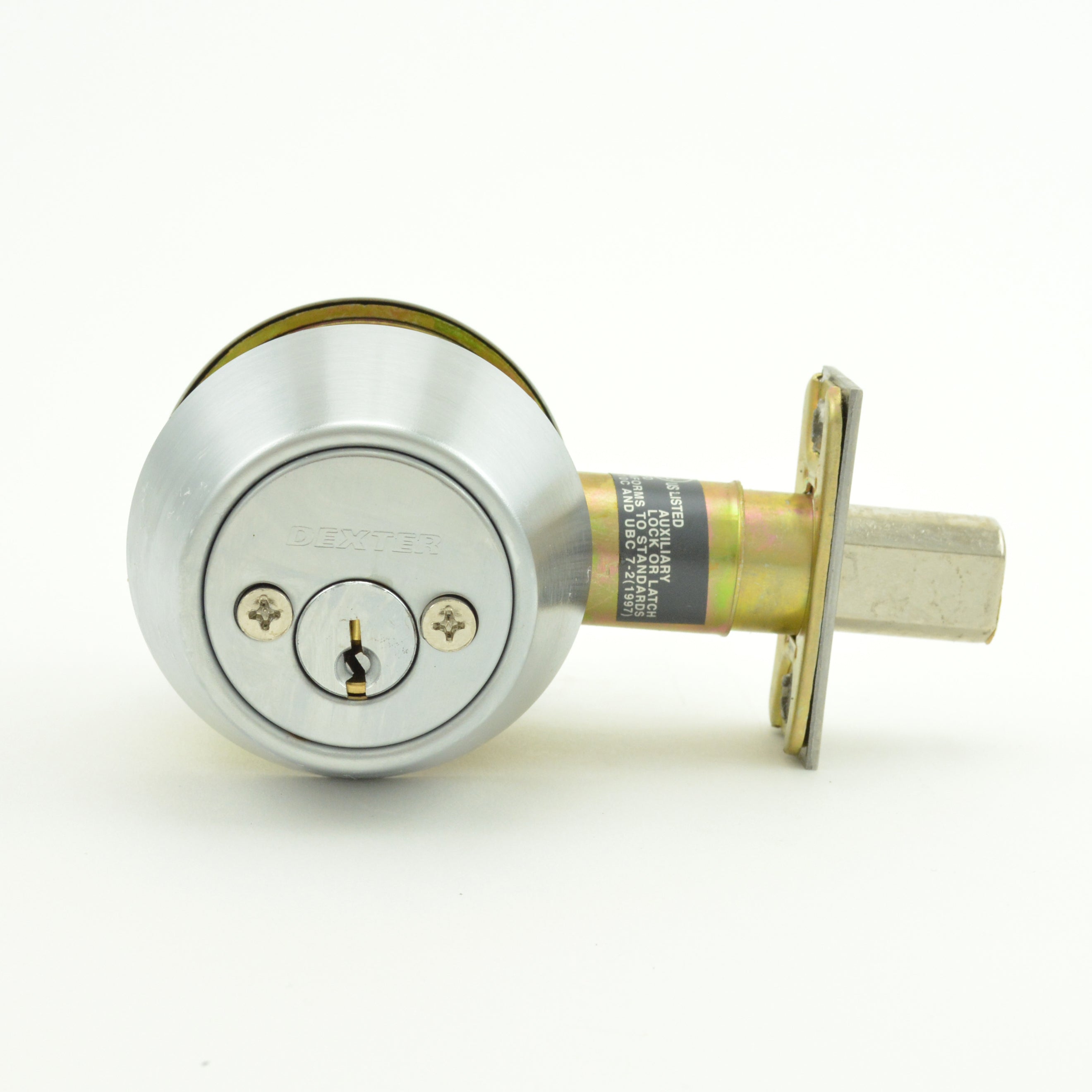 Dexter Commercial DB2000DCT626KDC Double Cylinder Grade 2 Deadbolt with C Keyway; Adjustable Backset; and 2-3/4" Square Strike Satin Chrome Finish