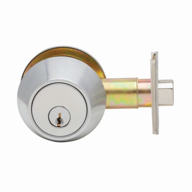 Dexter Commercial DB2000SCT626KDC Single Cylinder Grade 2 Deadbolt with C Keyway; Adjustable Backset; and 2-3/4" Square Strike Satin Chrome Finish Main image