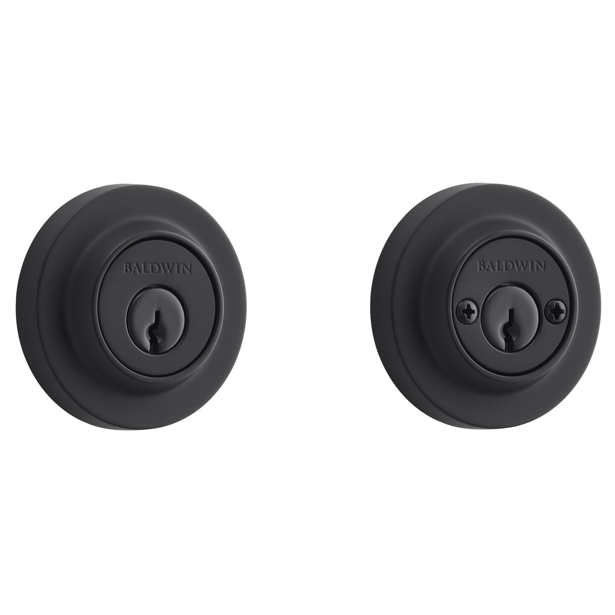Baldwin Reserve DCCRD190 Double Cylinder Contemporary Round Deadbolt with 6AL Latch and Dual Strike Satin Black Finish