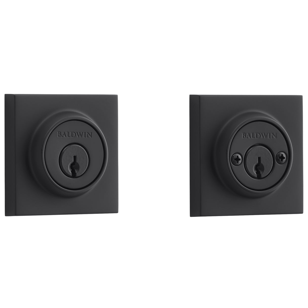 Baldwin Reserve DCCSD190 Double Cylinder Contemporary Square Deadbolt with 6AL Latch and Dual Strike Satin Black Finish