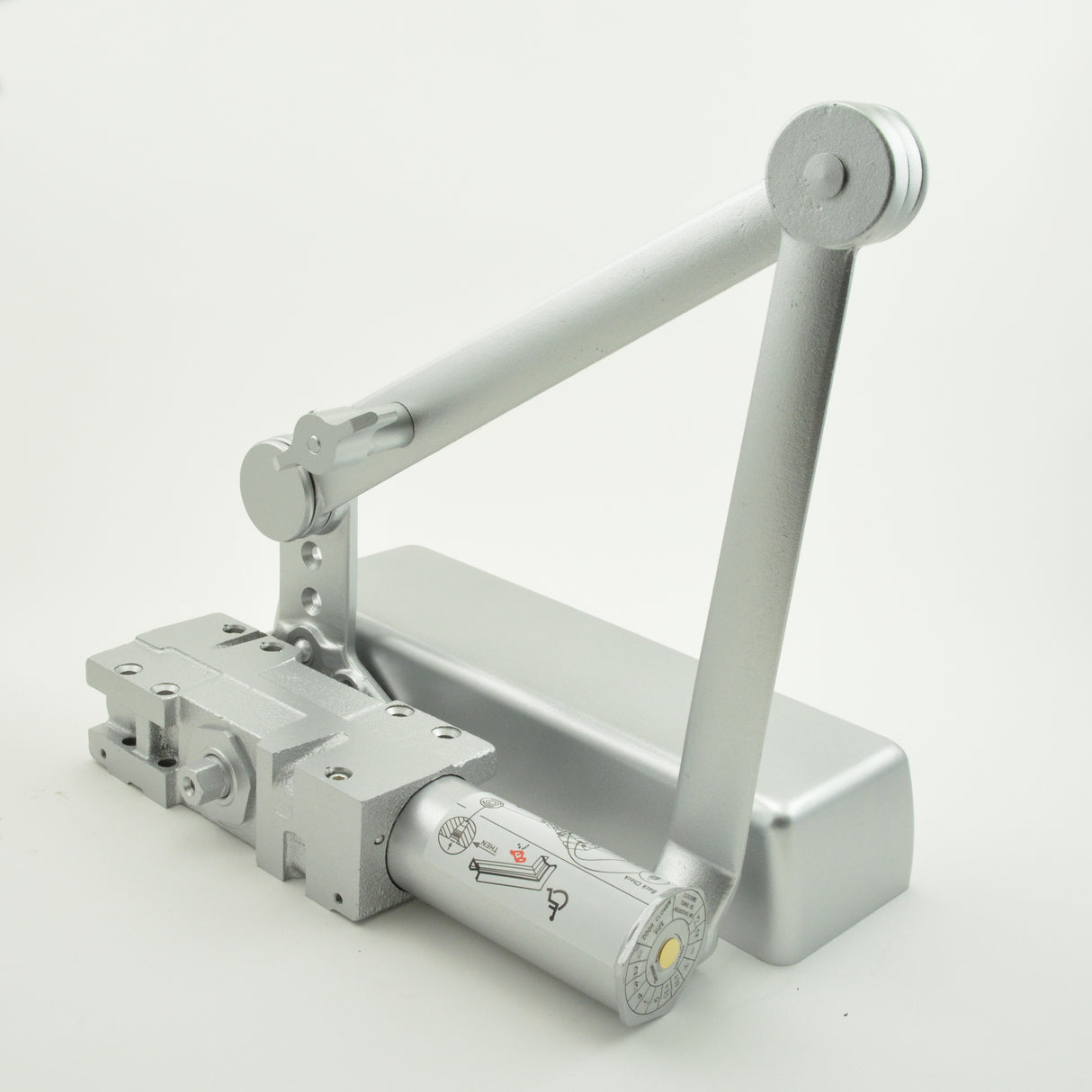 Dexter Commercial DCH4000STDFULLDSHOALUM Heavy Duty Surface Mount Door Closer with Full Cover and Dead Stop Hold Open Arm Aluminum Finish