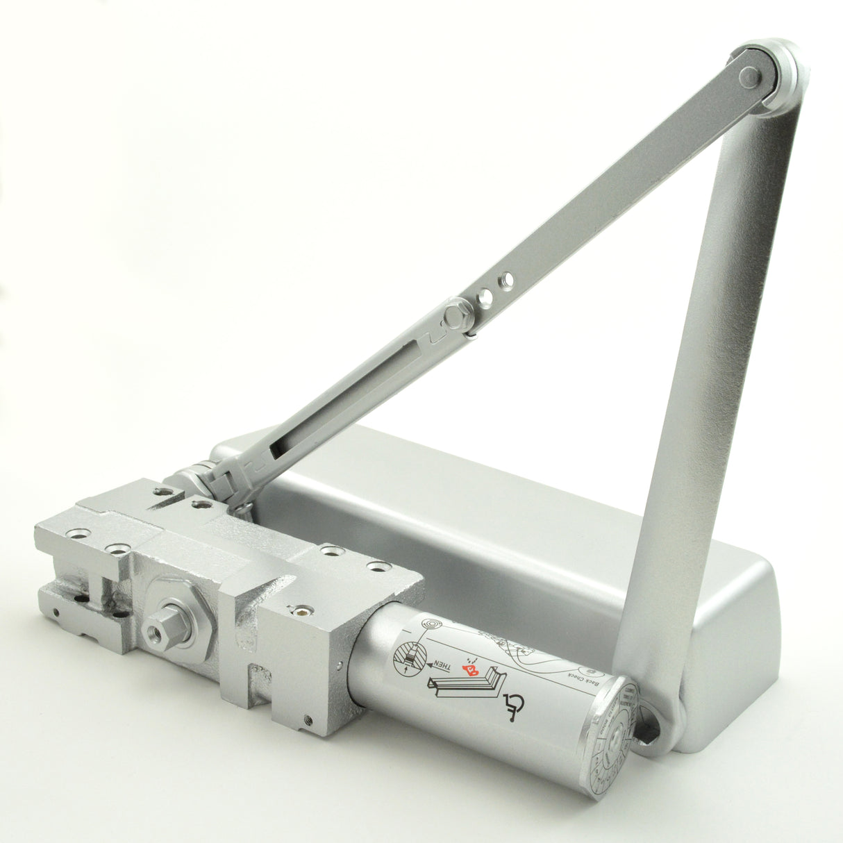 Dexter Commercial DCH4000STDFULLHWPAALUM Heavy Duty Surface Mount Door Closer with Full Cover and Hold Open Arm Aluminum Finish