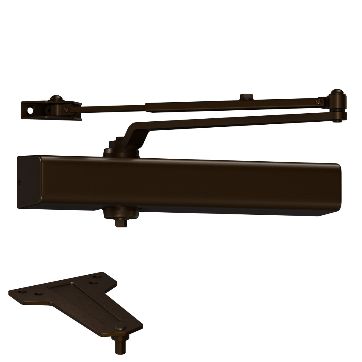 Dexter Commercial DCM1000STDSLIMRWPADKBRZ Medium Duty Surface Mount Door Closer with Slim Cover and Regular Arm Dark Bronze Finish