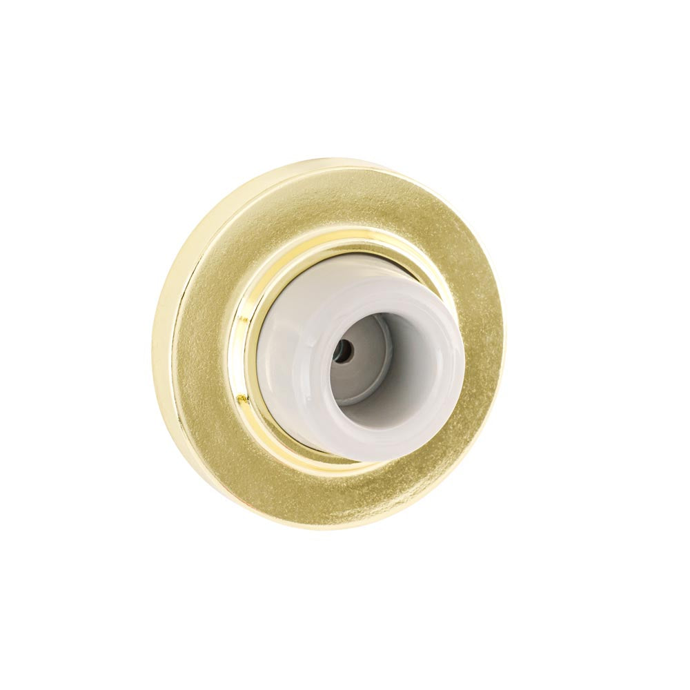Pamex DD0253PB 2-1/2" Diameter Concave Wall Stop Bright Brass Finish Main image
