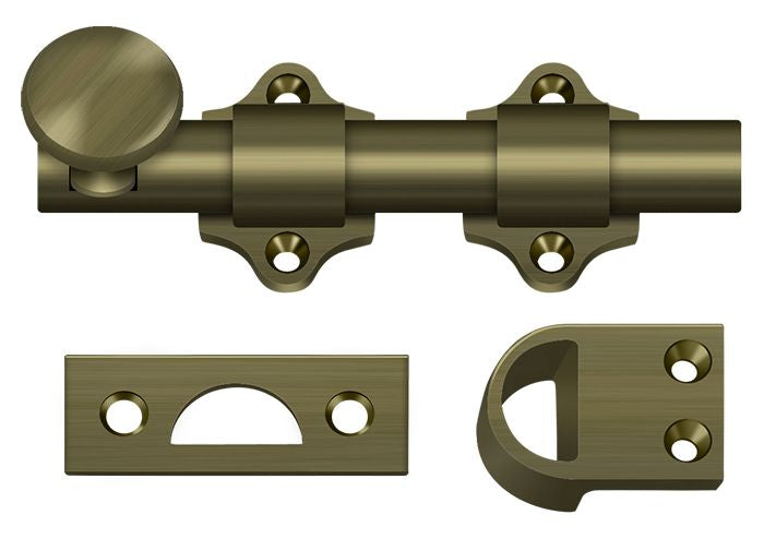 Deltana DDB425U5 4" Dutch Door Bolt; Heavy Duty; Antique Brass Finish Main image