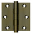 Deltana DSB35 3" x 3" Square Hinge; Antique Brass Finish