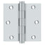 Deltana DSB3526 3-1/2" x 3-1/2" Square Hinge; Bright Chrome Finish