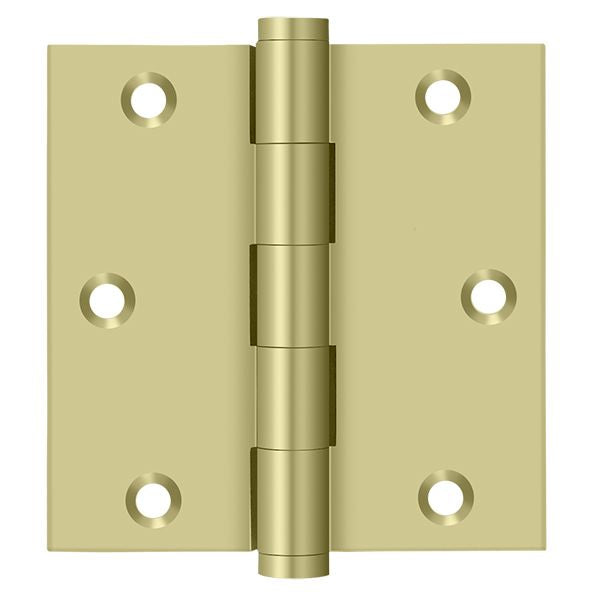 Deltana DSB353-UNL 3-1/2" x 3-1/2" Square Hinge; Unlacquered Bright Brass Finish Main image