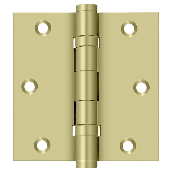 Deltana DSB35B3-UNL 3-1/2" x 3-1/2" Square Hinge; Ball Bearings; Unlacquered Bright Brass Finish Main image