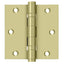 Deltana DSB35B3-UNL 3-1/2" x 3-1/2" Square Hinge; Ball Bearings; Unlacquered Bright Brass Finish