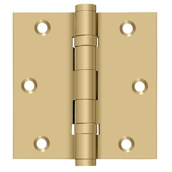Deltana DSB35B4 3-1/2" x 3-1/2" Square Hinge; Ball Bearings; Satin Brass Finish Main image