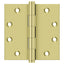 Deltana DSB453 4-1/2" x 4-1/2" Square Hinge; Bright Brass Finish