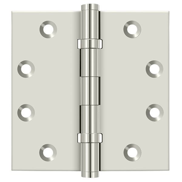Deltana DSB45B14 4-1/2" x 4-1/2" Square Hinge; Ball Bearings; Bright Nickel Finish Main image