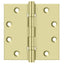 Deltana DSB45B3-UNL 4-1/2" x 4-1/2" Square Hinge; Ball Bearings; Unlacquered Bright Brass Finish
