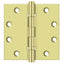Deltana DSB45B3 4-1/2" x 4-1/2" Square Hinge; Ball Bearings; Bright Brass Finish
