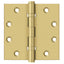 Deltana DSB45B4 4-1/2" x 4-1/2" Square Hinge; Ball Bearings; Satin Brass Finish