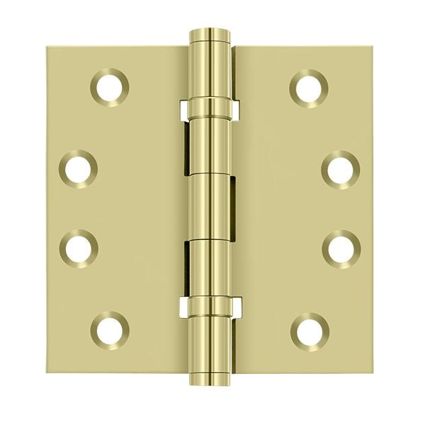 Deltana DSB4B3-UNL 4" x 4" Square Hinge; Ball Bearings; Unlacquered Bright Brass Finish Main image
