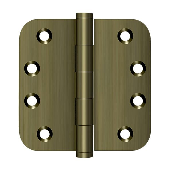 Deltana DSB4R55 4" x 4" x 5/8" Radius Hinge; Antique Brass Finish Main image