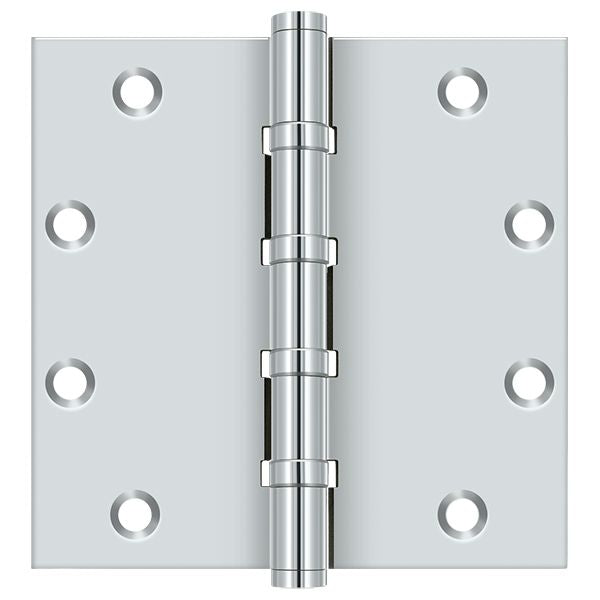 Deltana DSB55B26 5" x 5" Square Ball Bearing Hinge; Bright Chrome Finish Main image
