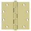 Deltana DSB55B3-UNL 5" x 5" Square Ball Bearing Hinge; Unlacquered Bright Brass Finish