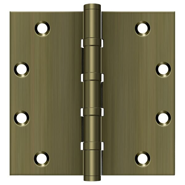 Deltana DSB55B5 5" x 5" Square Ball Bearing Hinge; Antique Brass Finish Main image