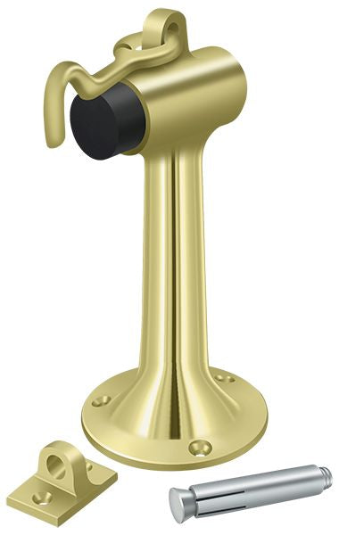 Deltana DSF630U3 Floor Mount, 6" Bumper with Hook and Eye, Heavy Duty, Bright Brass Finish