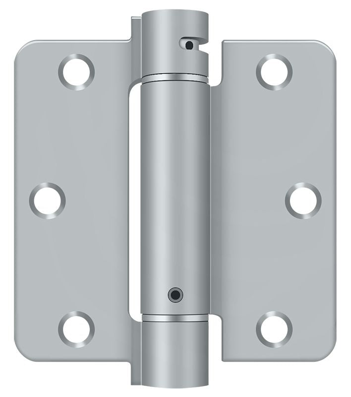Deltana DSH35R426D 3-1/2" x 3-1/2" x 1/4" Spring Hinge; Satin Chrome Finish Main image