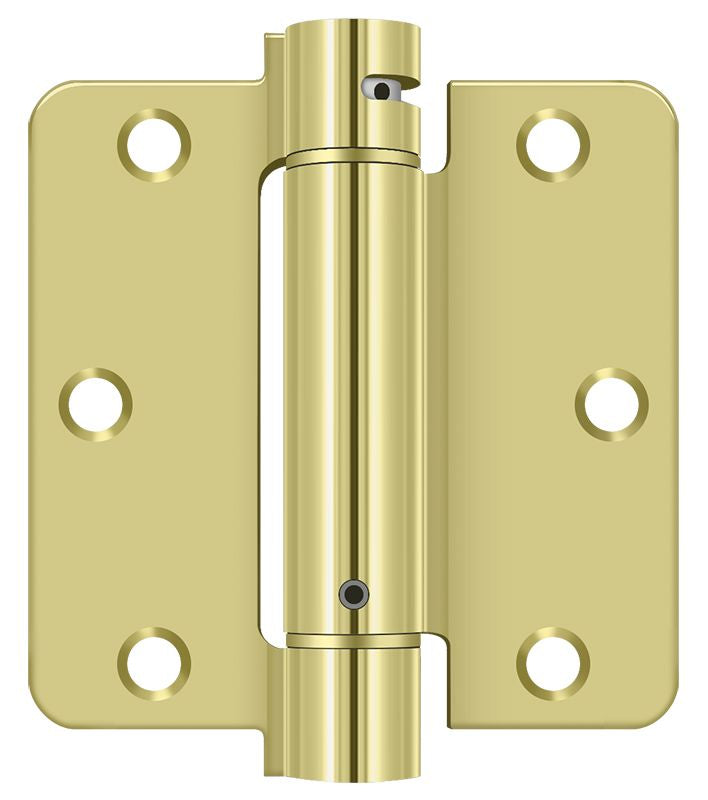Deltana DSH35R43 3-1/2" x 3-1/2" x 1/4" Spring Hinge; Bright Brass Finish Main image
