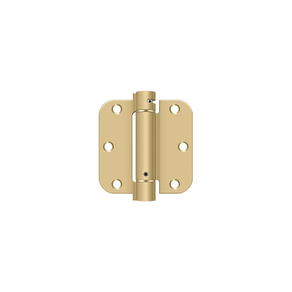 Deltana DSH35R53/4 3-1/2" x 3-1/2" x 5/8" Spring Hinge; Bright Brass By Satin Brass Finish
