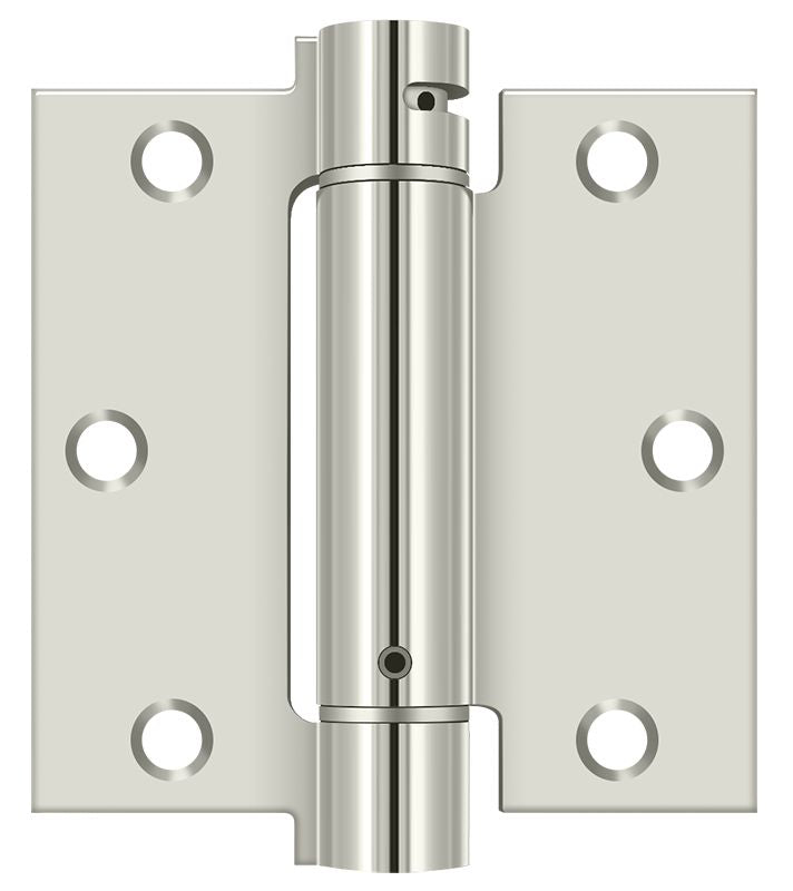 Deltana DSH35U14 3-1/2" x 3-1/2" Spring Hinge; Bright Nickel Finish Main image