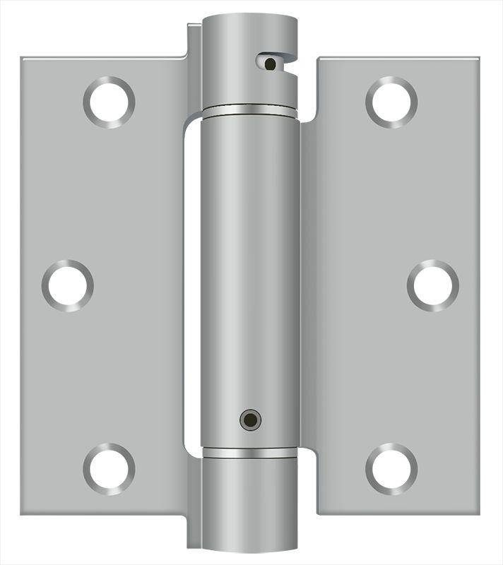 Deltana DSH35U32D 3-1/2" x 3-1/2" Spring Hinge; Satin Stainless Steel Finish Main image