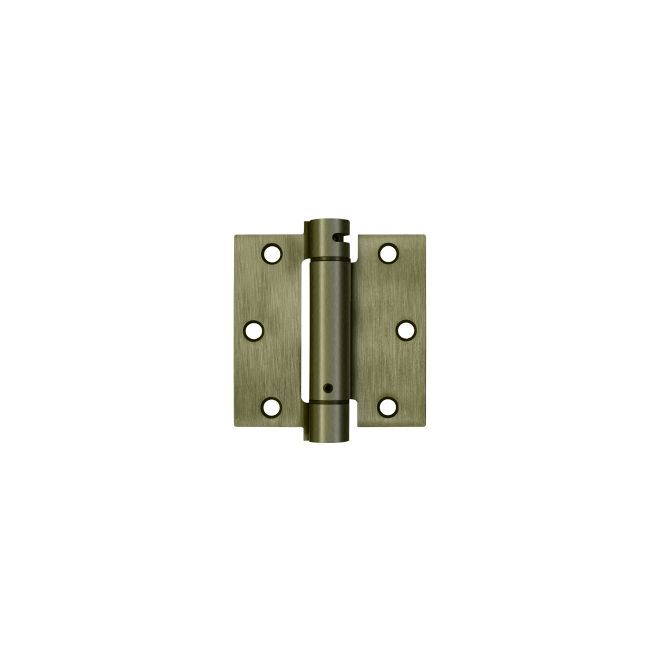 Deltana DSH35U5 3-1/2" x 3-1/2" Spring Hinge; Antique Brass Finish