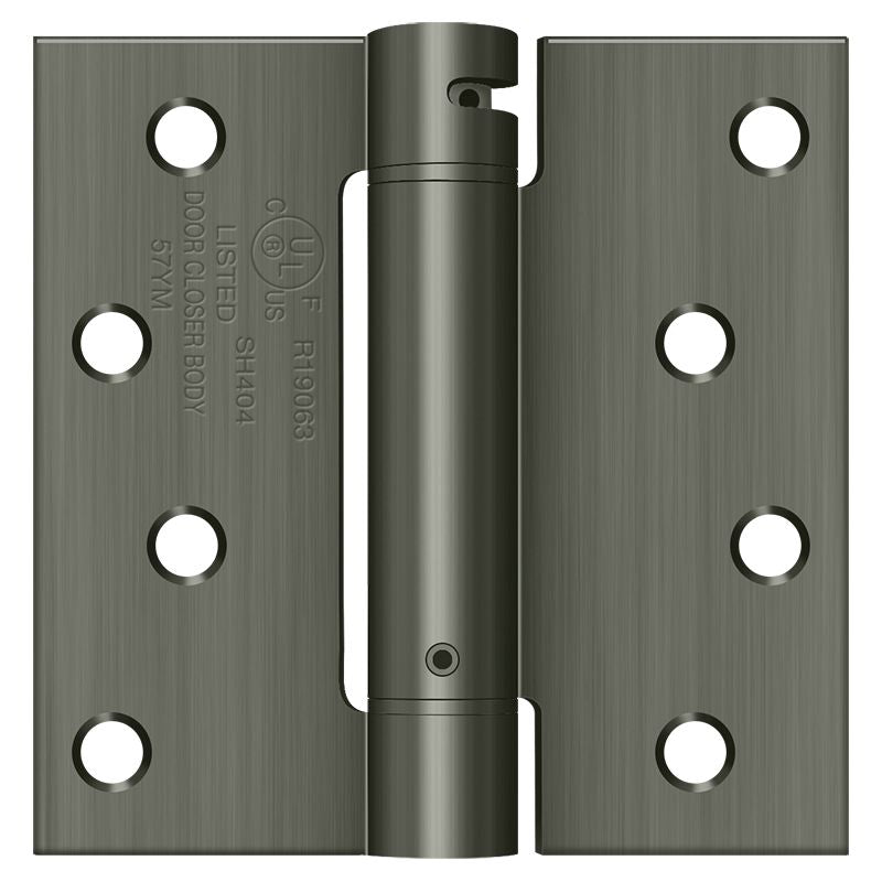 Deltana DSH44U15A 4" x 4" Spring Hinge; Antique Nickel Finish
