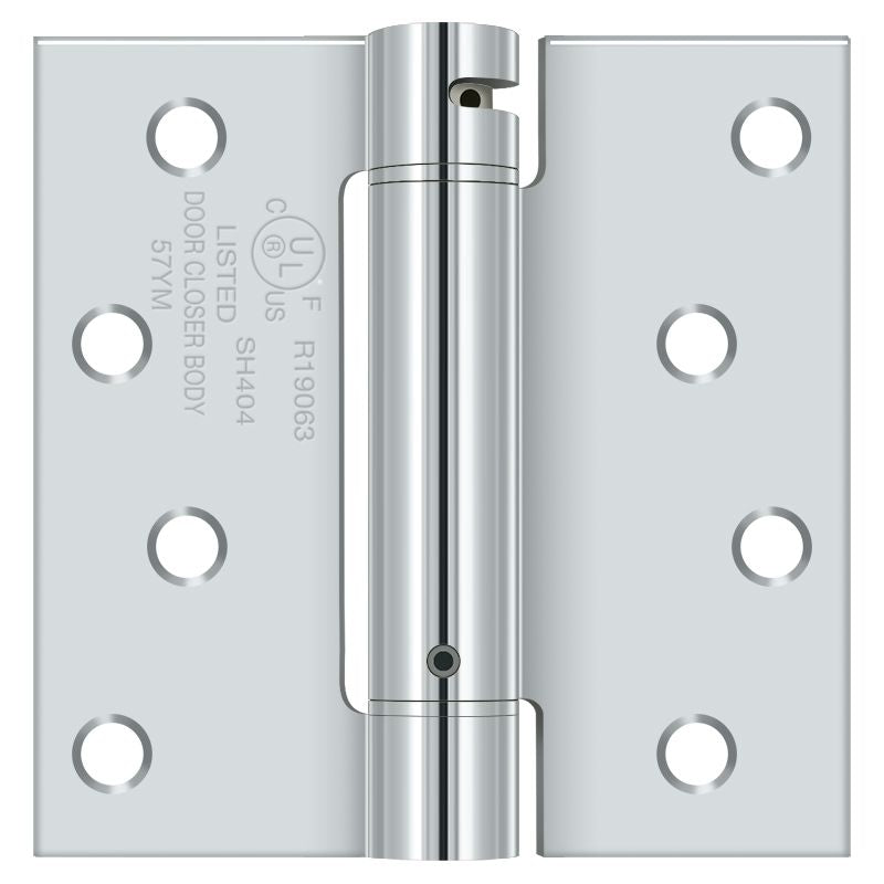 Deltana DSH44U26 4" x 4" Spring Hinge; Bright Chrome Finish