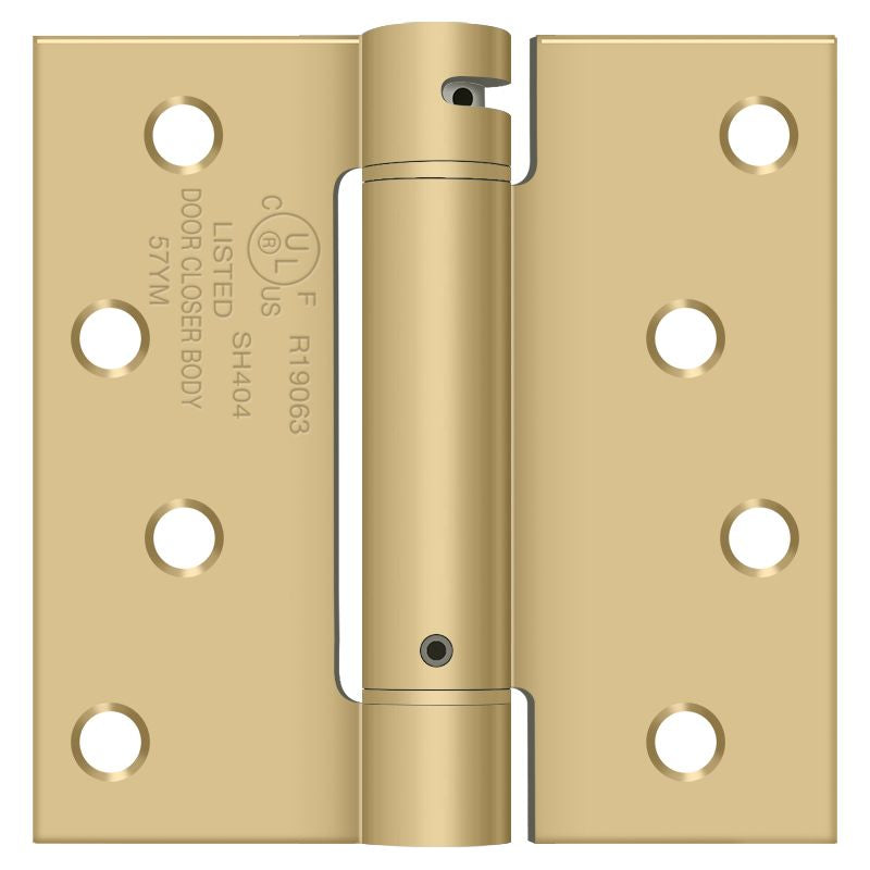 Deltana DSH44U4 4" x 4" Spring Hinge; Satin Brass Finish Main image