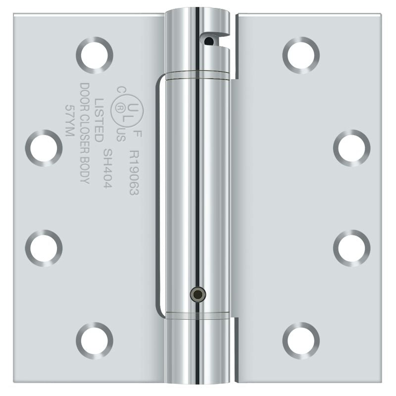 Deltana DSH45U26 4-1/2" x 4-1/2" Spring Hinge; Bright Chrome Finish Main image