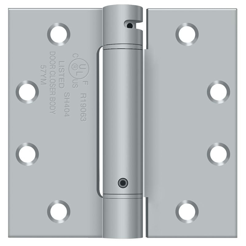 Deltana DSH45U26D 4-1/2" x 4-1/2" Spring Hinge; Satin Chrome Finish Main image