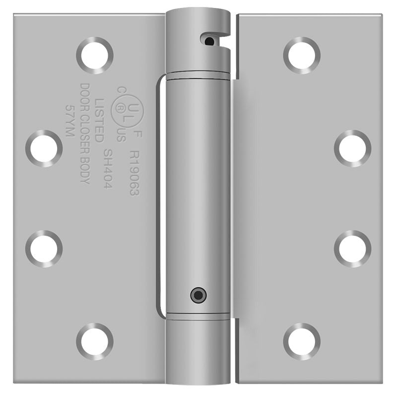 Deltana DSH45U32D 4-1/2" x 4-1/2" Spring Hinge; Satin Stainless Steel Finish Main image