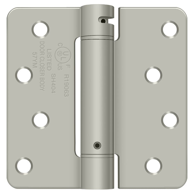 Deltana DSH4R415 4" x 4" x 1/4" Spring Hinge; Satin Nickel Finish Main image