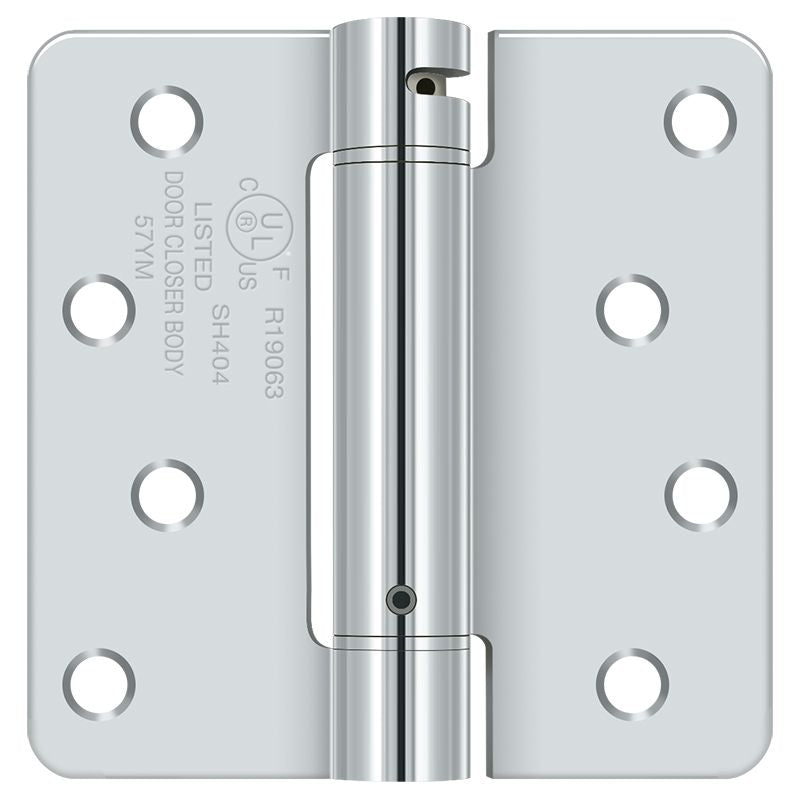 Deltana DSH4R426 4" x 4" x 1/4" Spring Hinge; Bright Chrome Finish