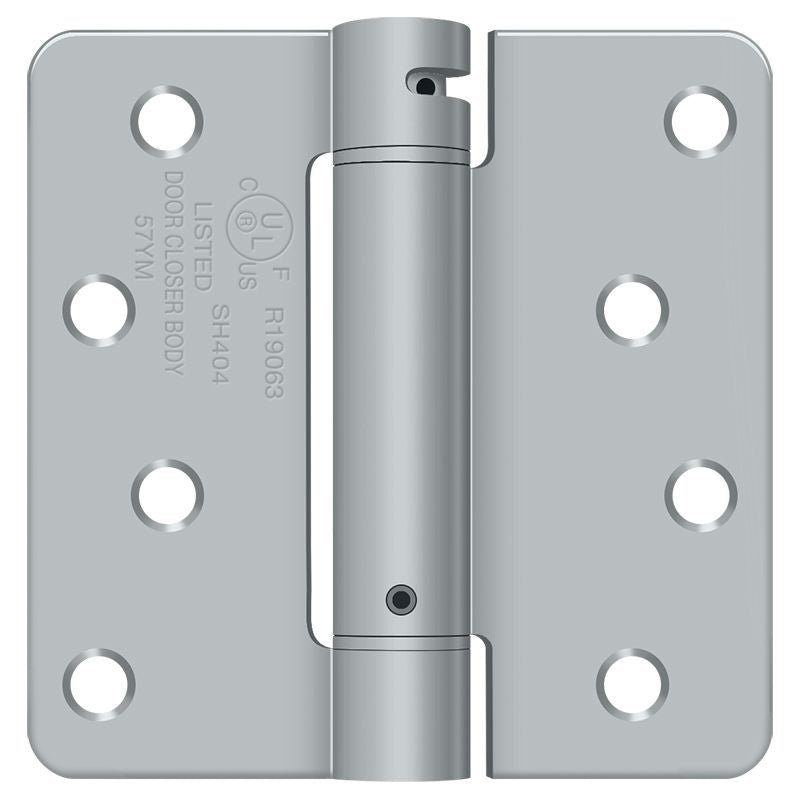 Deltana DSH4R426D 4" x 4" x 1/4" Spring Hinge; Satin Chrome Finish Main image