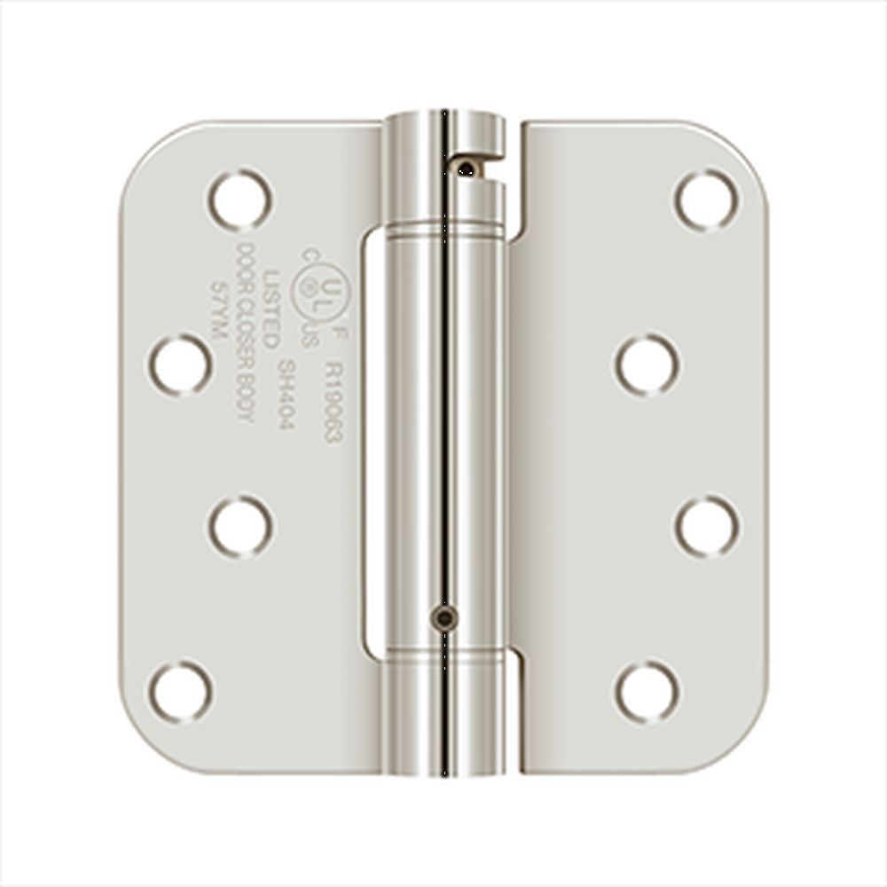 Deltana DSH4R514 4" x 4" 5/8" Radius Spring Hinge Bright Nickel Finish